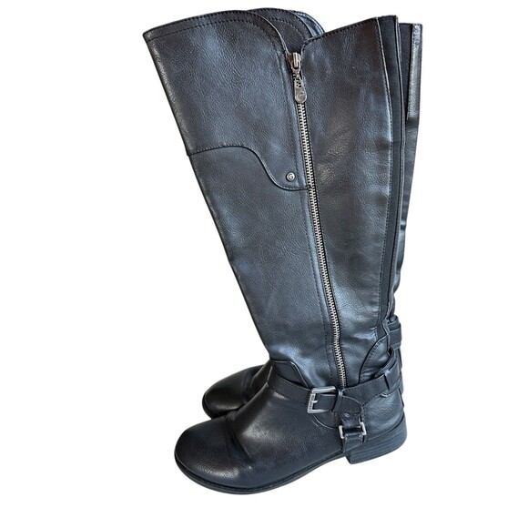 G by Guess Black Knee High Riding Boots Women’s 8M Zip Buckle Equestrian Style - Picture 1 of 14